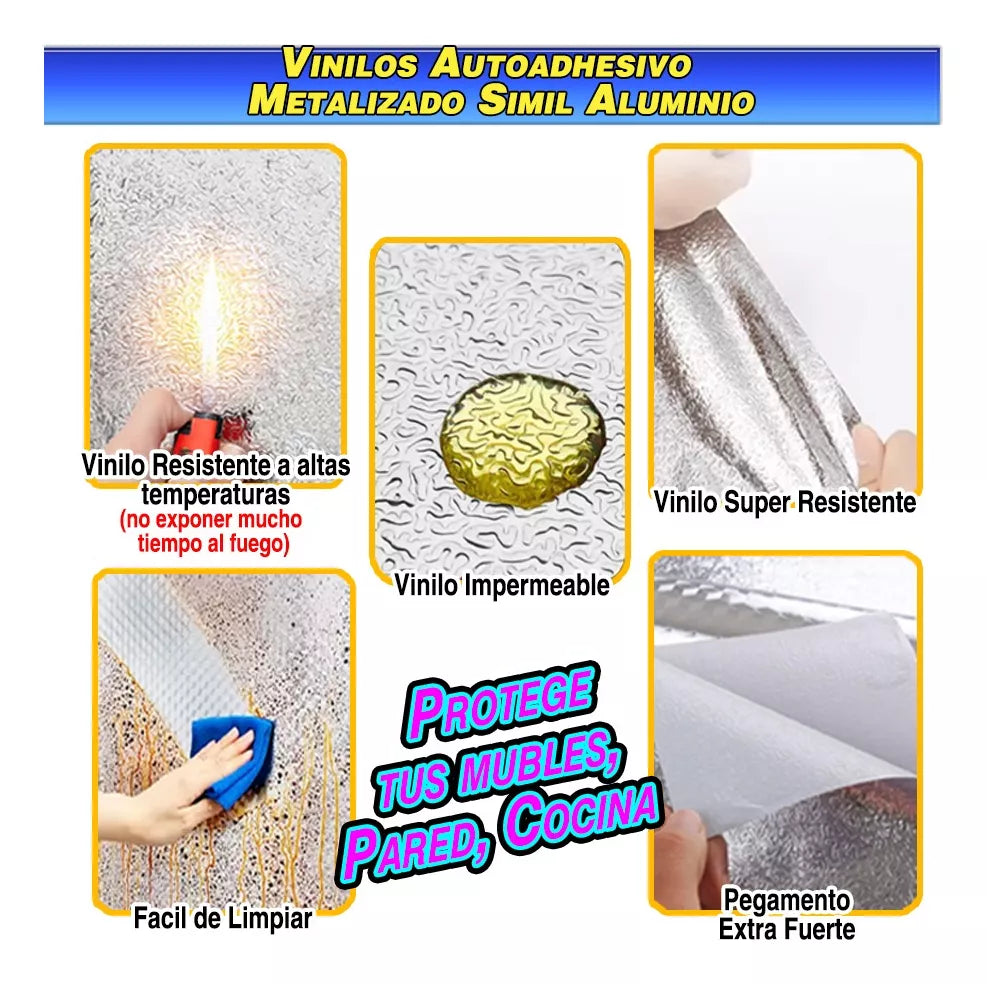 Rollo Aluminio Autodesivo 60cm ancho x5mts largo