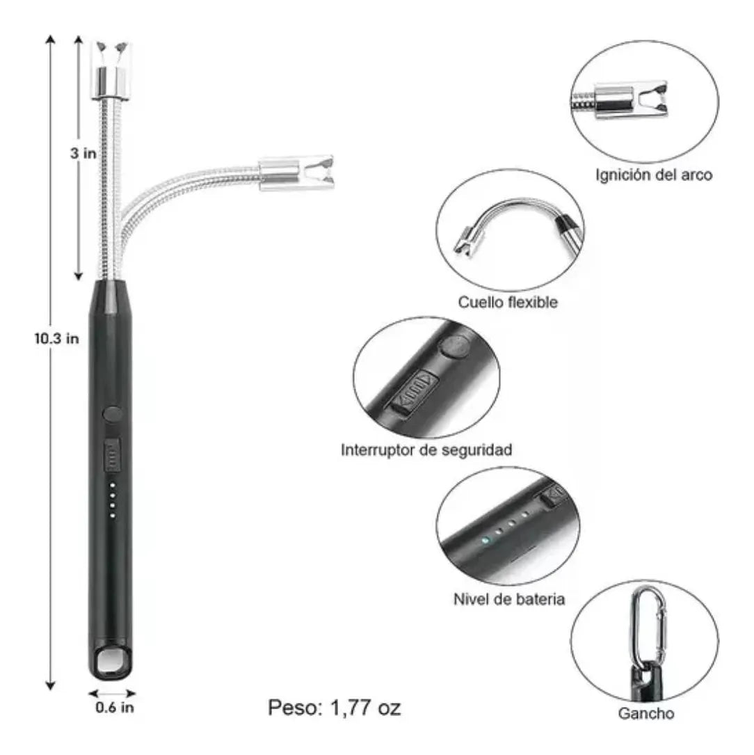 Encendedor Electrónico Flexible Arco Plasma Recargable Usb-c