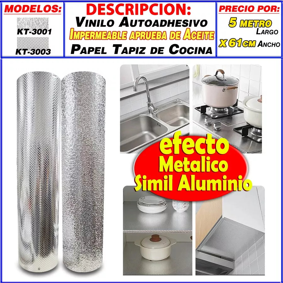Rollo Aluminio Autodesivo 60cm ancho x5mts largo