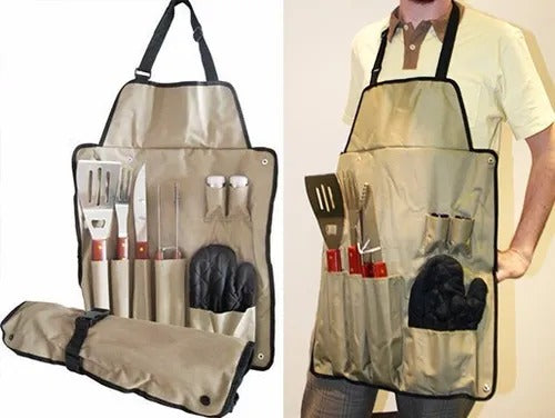 DELANTAL SET DE PARRILLA 7 PCS