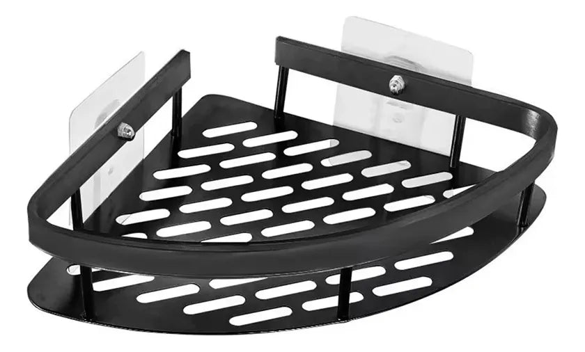 Pack X2 Estante Repisa Esquinero Ducha Baño Adhesivo Con Pegatinas Levys Bazar Color Negro