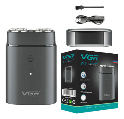 Afeitadora Portátil Eléctrica Vgr V-341 Usb C Viajera Negro