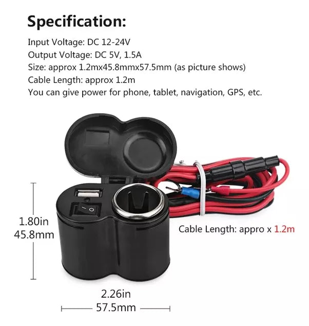 CARGADOR DE CELULAR PARA MOTO USB