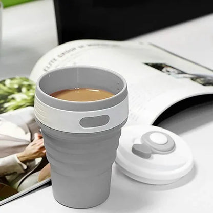 Vaso Térmico Plegable Cafe Caliente Sin Quemaduras Hermético Color Azul