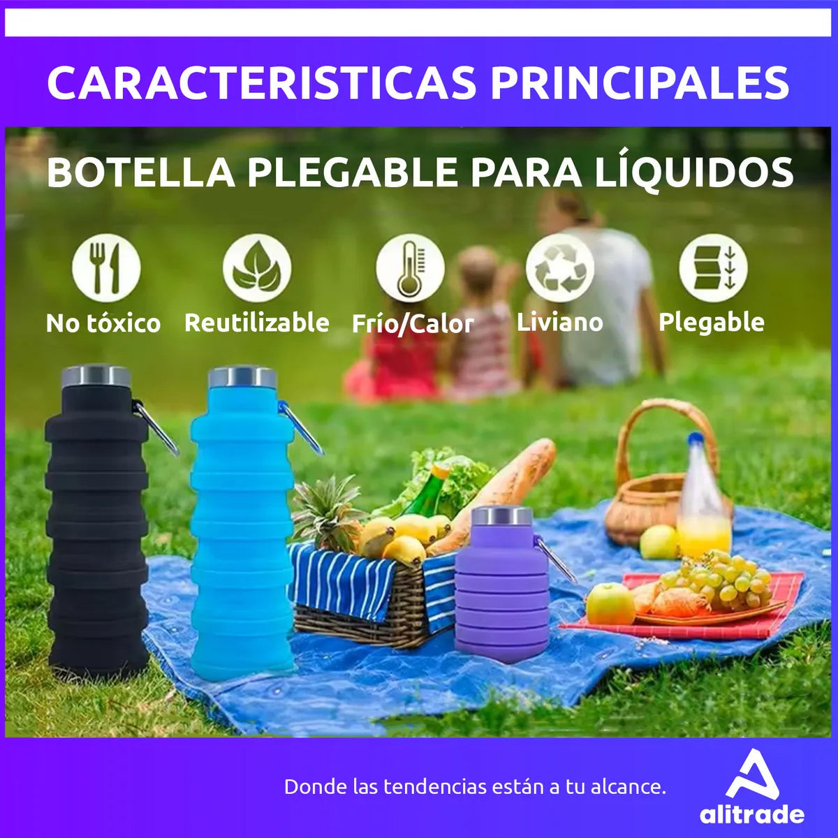 Botella Plegable de Silicona 500ml