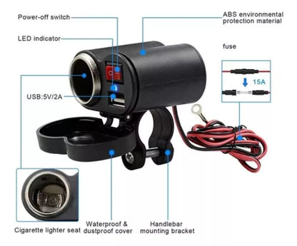 CARGADOR DE CELULAR PARA MOTO USB