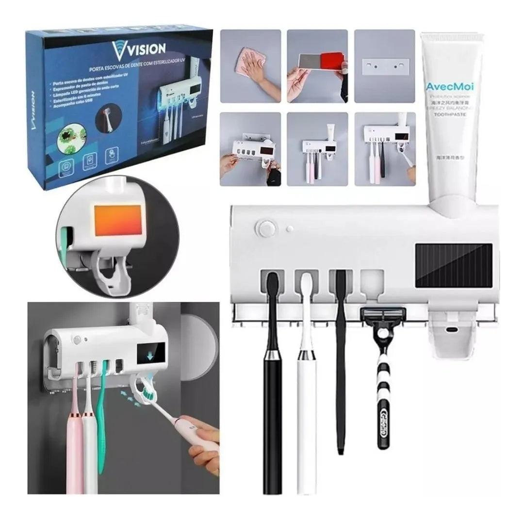 Dispensador De Pasta Dental y Soporte  Desinfectante Uv Para Cepillo Dental