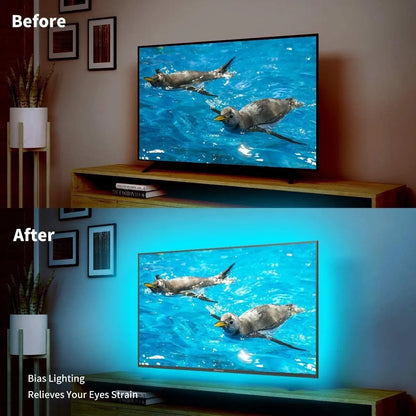 Cinta Led Para Televisor, Tira Led Pc Usb 5050 Rbg 2mts