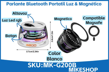 Mini Altavoz Bluetooth Magnético Portátil Inalámbrico Luz
