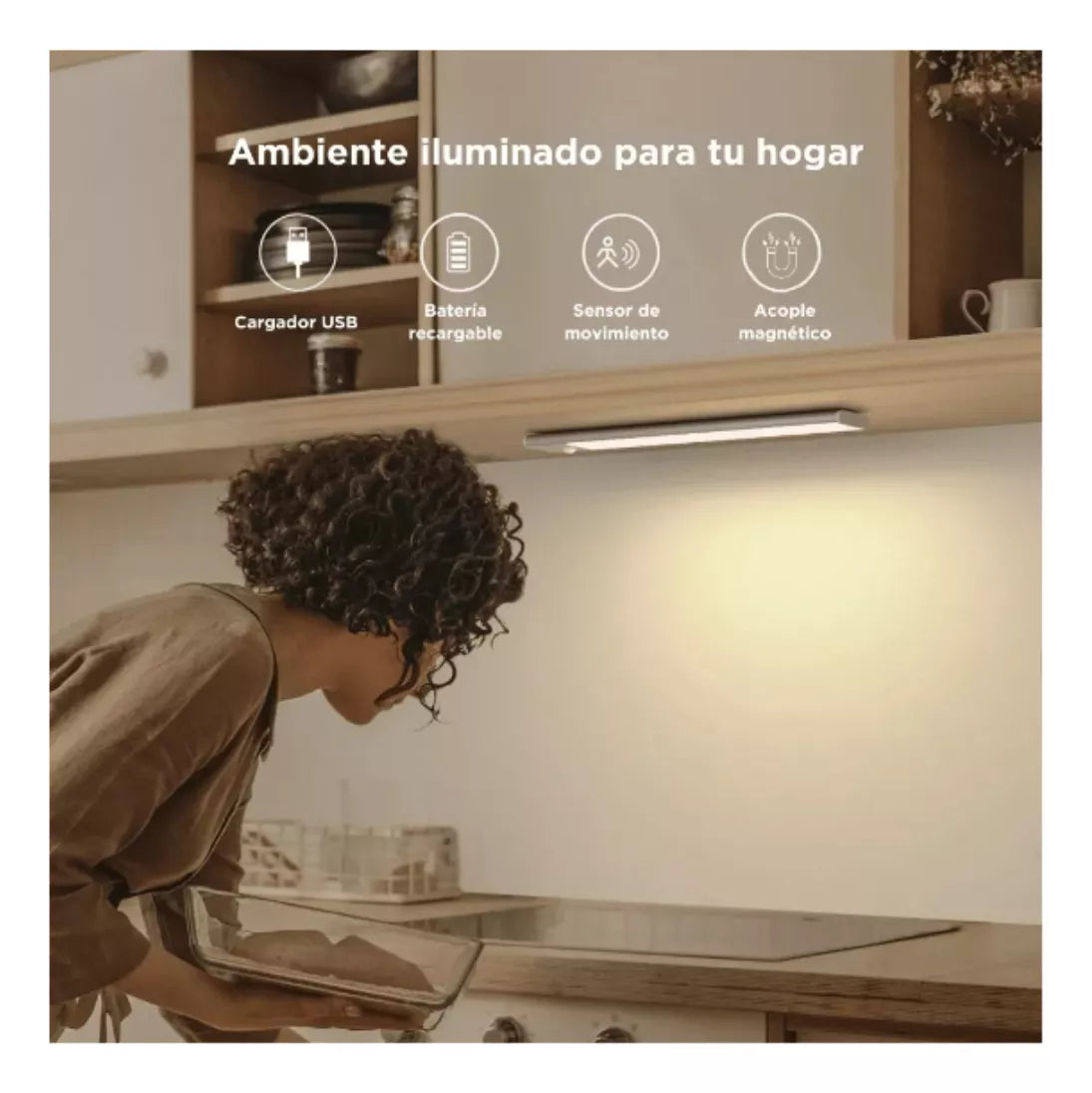 Luz Led Noche Sensor Movimiento  Recargable Usb