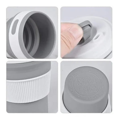Vaso Térmico Plegable Cafe Caliente Sin Quemaduras Hermético Color Azul