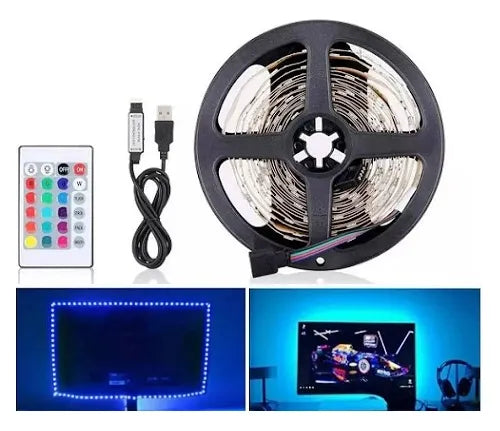 Cinta Led Para Televisor, Tira Led Pc Usb 5050 Rbg 2mts