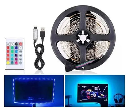 Cinta Led Para Televisor, Tira Led Pc Usb 5050 Rbg 2mts
