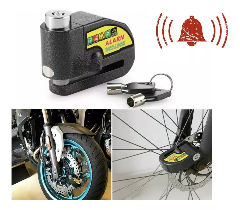 Candado Blindado Para Moto Traba Disco Con Alarma 2 Llaves