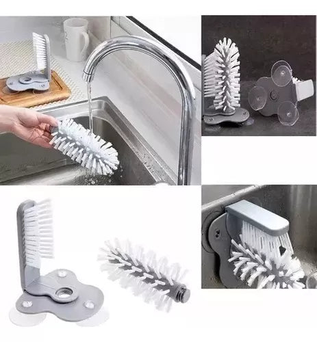 Cepillo Limpiador Vasos, Tazas, Copas Con Ventosas