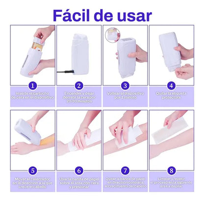 Kit Depiladora Roll On Derretidor Calentador De Cera