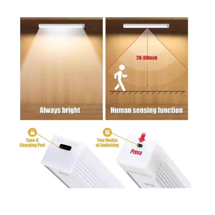 Luz Led Noche Sensor Movimiento  Recargable Usb