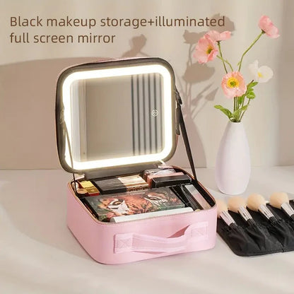 Organizador de Maquillaje Compacto con Espejo LED