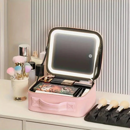 Organizador de Maquillaje Compacto con Espejo LED