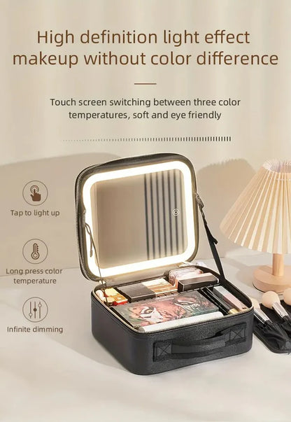 Organizador de Maquillaje Compacto con Espejo LED