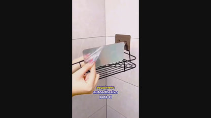 Pack X2 Estante Repisa Esquinero Ducha Baño Adhesivo Con Pegatinas Levys Bazar Color Negro